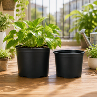 Meilleures ventes : Pot de fleurs contemporain pour balcon, jardin, ou balustrade, en plastique noir léger avec trou de drainage
