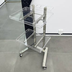 Chariot de Salon Pliant Multifonctionnel en Acrylique à 4 Roues pour Salon de Beauté Moderne et Salon de Coiffure Mobile, Idéal pour le Nail Art - Product Image 4