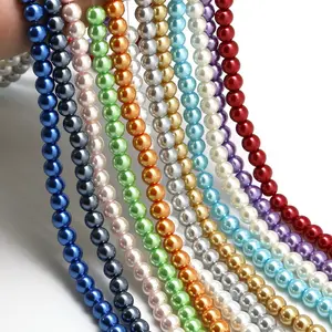 Hochwertige Glass rund Perlen Perlen für Schmuckherstellung 6 MM 8 MM weibliche Diy Imitation Perlen Perlen zur Dekoration