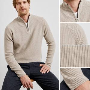 Suéteres <span class=keywords><strong>de</strong></span> punto personalizados para <span class=keywords><strong>hombre</strong></span>, diseño <span class=keywords><strong>de</strong></span> <span class=keywords><strong>cuello</strong></span> alto con cremallera, <span class=keywords><strong>de</strong></span> algodón, a la moda - Product Image 3