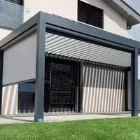 Gazebo motorisé en aluminium avec écran, design spacieux et élégant, pour l'extérieur, la cour, la terrasse, le jardin, les fêtes, pergola