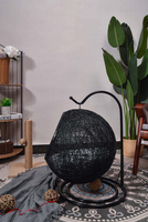 Nouveau lit tressé pour chat, balançoire durable pour animaux de compagnie, chaise œuf en rotin plastique avec coussin profond et moelleux, support et cage inclus