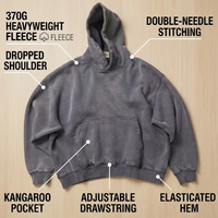 Ensembles de vêtements pour hommes : Sweat à capuche boxy et pantalon de survêtement baggy en molleton délavé personnalisé avec broderie de patchs, style streetwear - Fabricants