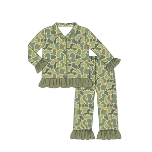 Pyjama personnalisé pour filles automne-hiver, imprimé camouflage chasse, haut boutonné à manches longues et pantalon, vêtements de détente pour enfants - Product Image 2