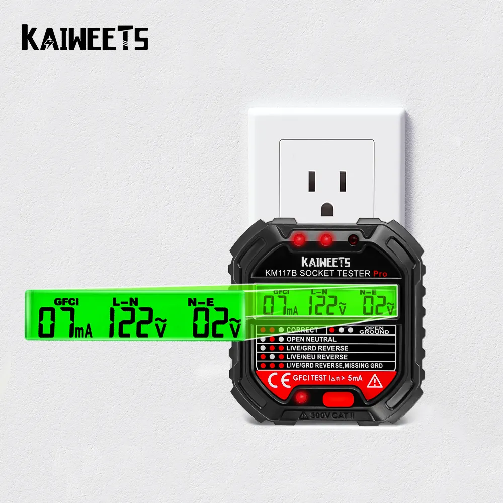 Voltage Tester Kaiweets Km117b Hoge Kwaliteit Industriële En Home Socket Tester