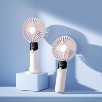 Mini ventilador de mano recargable USB personalizado portátil de fábrica de China con pantalla LED para picnics al aire libre