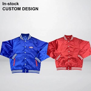 Chaqueta Bomber Cruzada de Satén Personalizada para <span class=keywords><strong>Hombre</strong></span>, Estilo Europeo Americano, Ropa de Calle Informal, Holgada, Bordada, Cortavientos - Product Image 1