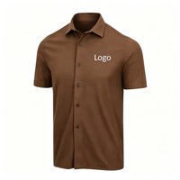 Kemeja Kerja Pria Lengan Pendek Musim Panas Kasual ODM Custom Button, Bahan Rajut Tenun Ramah Lingkungan, Anti Kusut, dan Bernapas