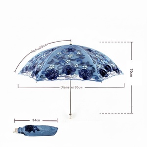 Parapluie élégant avec dentelle à l'extérieur et revêtement en PU noir à l'intérieur, utilisé pour les mariages, photos artistiques préférées - Product Image 3