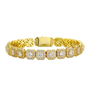 Hip-hop Glitter Sugar Tennis Chain <b>Bracelet</b> 18k Gold Plated <b>Copper</b> with Ice Zirconia Fashion Party Jewelry - Product Image 6