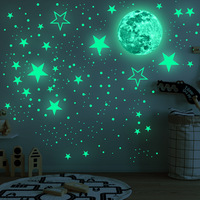 Autocollant fluorescent auto-adhésif lune lumineuse étoile rougeoyante décoration murale chambre d'enfant bricolage autocollant mural créatif