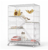 Cage pour chat pliable en métal à 3 niveaux, de haute qualité, personnalisable OEM, anti-rouille, avec plateau amovible, pour usage intérieur et extérieur, vente en gros
