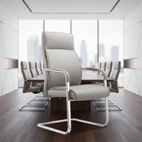 Chaise de bureau ergonomique moderne en cuir PU avec accoudoirs fixes et appui-tête, empilable, pour la maison, le bureau, le salon, les réunions, les ateliers