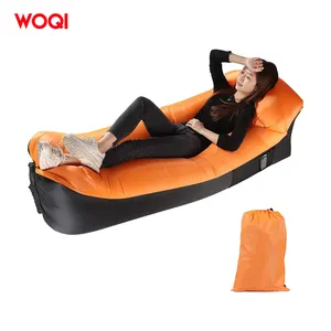 WOQI 210T Polyester Ripstop 2 Color Custom Logo Inflatable Lounger For Beach Inflatable Lounger Air Sofa Hammock