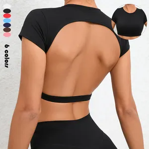 Nackte Yoga-Kleidung ohne Brustpolster eng passend und schnell trocknend Sport-Yoga-Oberteile Laufen schöner Rücken Fitness
