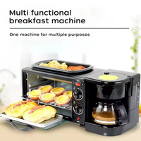 Machine à petit-déjeuner multifonction électrique en acier inoxydable, poêle à frire, machine à café, grille-pain, four domestique