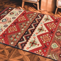 Tapis ethnique bohème noir, antidérapant, lavable en machine, avec envers en caoutchouc, résistant aux taches et doux au toucher.