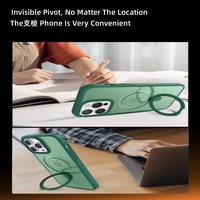 Coque de téléphone PC effet mat avec support pivotant et fixation magnétique compatible avec le protecteur d'objectif 16 Plus, coque rigide pour 18 Pro