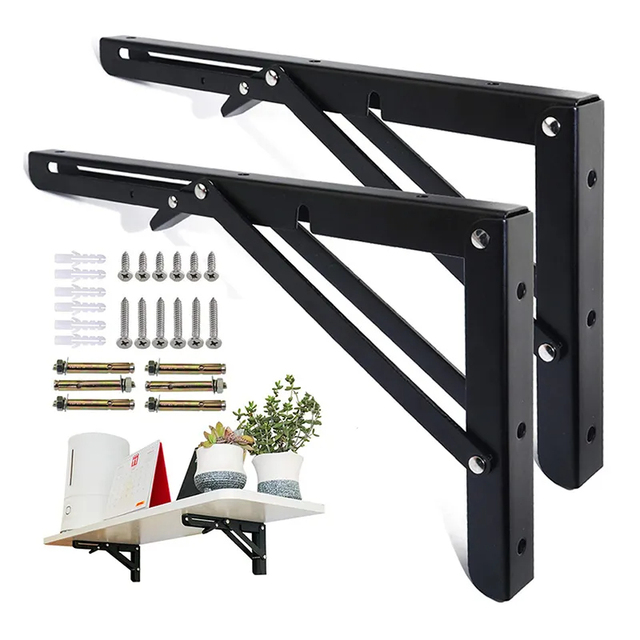 Heavy Duty Wall Mounting Corner Bracket Table Bench Support Storage Rack Assembly Folding Metal Shelf Brackets Bathroom Wardrobe