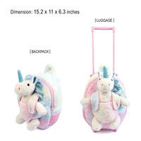 6878 dessin animé Type mignon enfant en bas âge enfants en peluche licorne à roulettes sac à dos à roulettes voyage bagages bel Animal enfants sac à dos à roulettes