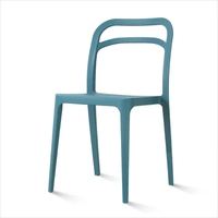 Chaise de salle à manger moderne simple empilable et écologique avec coussin de siège rembourré en polypropylène bleu foncé