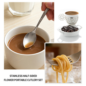 <span class=keywords><strong>Set</strong></span> di posate da campeggio portatile in acciaio inossidabile con custodia, coltello, forchetta e cucchiaio riutilizzabili, posate da viaggio per picnic ed escursioni - Product Image 4