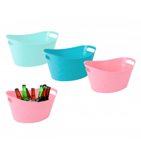 Seau à glace en plastique de 4,5 L pour bouteilles de bière et de champagne avec poignées pour fêtes Panier de rangement des boissons Bac de rangement ovale