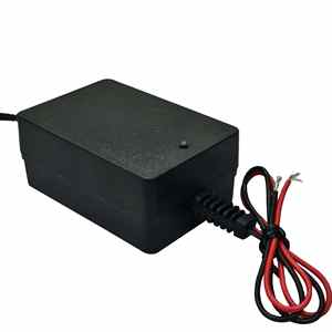 Black enclosed power adapter transformer with <b>wired</b> output for electronic devices battery charging and low voltage power supply - Product Image 2