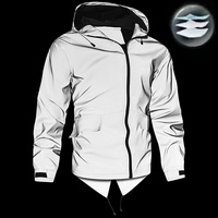 Veste coupe-vent réfléchissante Luminous Technology pour homme, coupe ample, à capuche, printemps-automne, légère et brillante