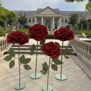 Rosa Gigante Impermeabile in EVA, Fiore Artificiale Realistico, Rosa Rossa Enorme per Esposizione nei Centri Commerciali - Product Image 3