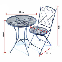 Ensemble table et chaises de jardin en fer forgé, style vintage européen, pour terrasse, balcon, repas de loisirs