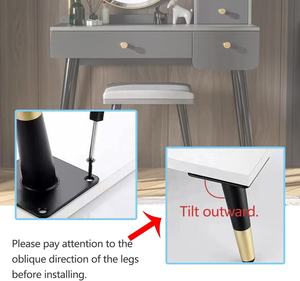 4 piezas oblicuas 40cm/16 pulgadas Metal hierro escritorio silla patas negro y dorado-para sala de estar dormitorio hogar Oficina muebles - Product Image 4