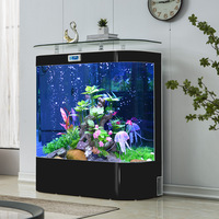 Aquarium mural indépendant en verre arqué, moderne, luxueux, intelligent et personnalisable, pour salon, de taille moyenne à grande