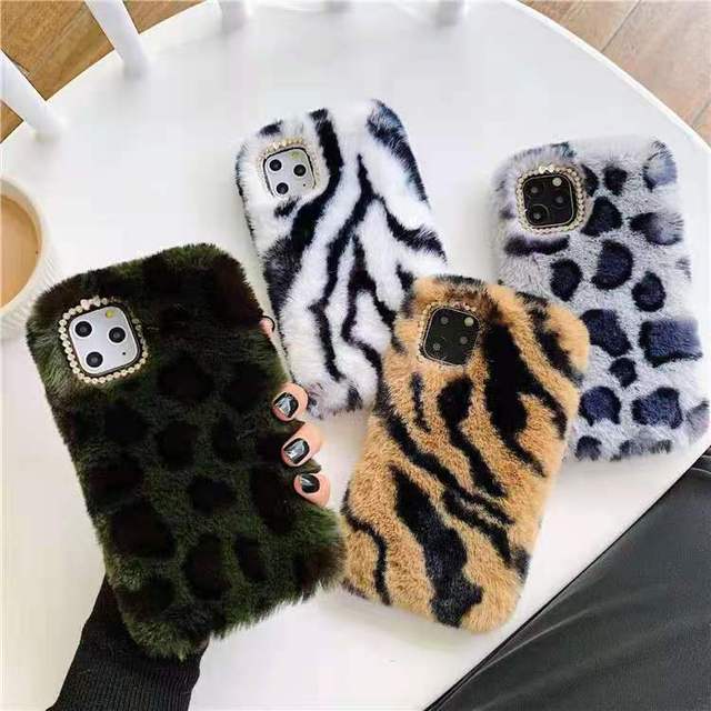 14 Leopard Zebra Cases for iphone XR X XS Max 6 6S 7 8 Plus 14 13 12 11 11Pro Max Cute Warm Hairy Plush Phone Case