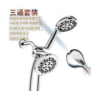 Juego de cabezal de ducha multifuncional de 9 modos con rociador superior tipo lluvia, diseño moderno para uso en el baño - Product Image 1