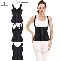 Fajas Colombianas femmes poitrine liant Bustier grande taille Corset en caoutchouc femmes noir perforé Latex corps façonnage gilet