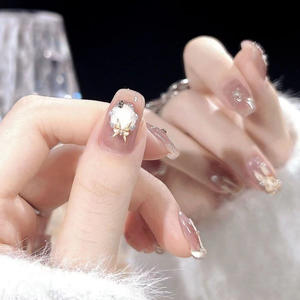 <span class=keywords><strong>2023</strong></span> nouveau fait à la main Style français <span class=keywords><strong>manucure</strong></span> armure lapin Nail Art Rococo lapin amovible faux ongles Patch pour les doigts - Product Image 3