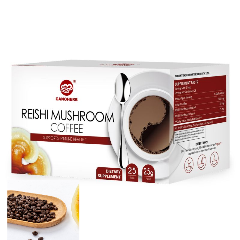 Koffie Ganoderma Suger Gratis 100% Organische Reishi Paddestoel Extract Onmiddellijke Zwarte Koffie