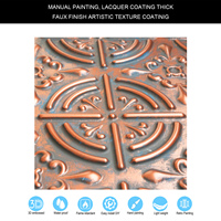 Carreaux de Plafond en Étain à Motif Vintage Panneaux 3D Décoratifs Cuivre Rustique PLB18 pour Café Club Plafonds en PVC Ignifuge Grille Facile