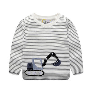 Chemises à manches longues pour garçons en bas âge, design rayé gris, vêtements en coton pour garçons, tenue pour enfants, t-shirts pour le printemps et l'automne - Product Image 4