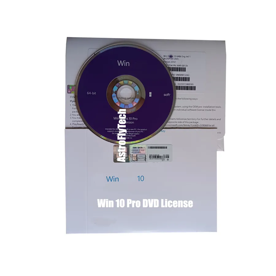 Win 10 Professional Key DVD OEM Paquete COA Sticker 1 año de garantía de por vida PC/MAC Win 10 Pro Key DVD OEM Sticker