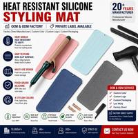 Tapis en silicone personnalisé avec logo, sans BPA, résistant à la chaleur, pour fer à boucler, lisseur et outils de coiffure