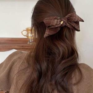 Pince à cheveux rétro en tissu à carreaux avec nœud papillon pour femmes, Style décontracté, haute qualité - Product Image 5