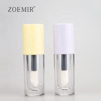 Tube de brillant à lèvres rond personnalisé de 7 ml avec grand pinceau, contenant pour teinture lèvres et joues, stick baume à lèvres teinté violet, tube de blush liquide