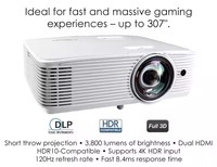 Projecteur de jeu à courte focale Optoma GT1080HDR, résolution native 1080P, prend en charge la 4K, 3800 lumens, home cinéma, projecteur professionnel