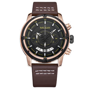นาฬิกาโครโนกราฟอเนกประสงค์กันน้ำหน้าปัดใหญ่หนังแท้นาฬิกาควอทซ์ผู้ชาย - Product Image 3