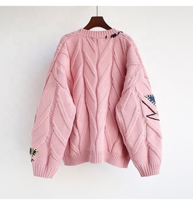 <span class=keywords><strong>Cardigan</strong></span> ample en tricot épais de haute qualité pour femmes, automne/hiver, décontracté, avec broderie - Product Image 6