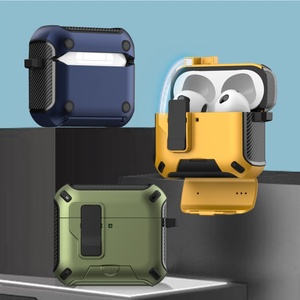 Étui de protection antichoc magnétique à ouverture automatique avec crochet pour écouteurs Apple <span class=keywords><strong>Airpods</strong></span> 4 <span class=keywords><strong>ANC</strong></span> / <span class=keywords><strong>3</strong></span> / 2 / Pro <span class=keywords><strong>3</strong></span> 2 / Pro - Product Image 1