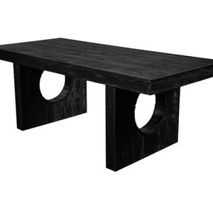 Table de salle à manger carrée en bois massif de luxe, style Brutaliste, pour 6 personnes, mobilier de ferme moderne - Product Image 1