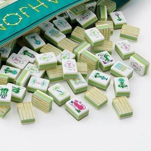 <span class=keywords><strong>Juego</strong></span> <span class=keywords><strong>de</strong></span> Mahjong Portátil <span class=keywords><strong>de</strong></span> Lujo con Rayas Verdes Modernas Personalizadas, Acrílico <span class=keywords><strong>de</strong></span> 4 Capas, Antidecoloración, Grabado Láser, Ecológico - Product Image 5